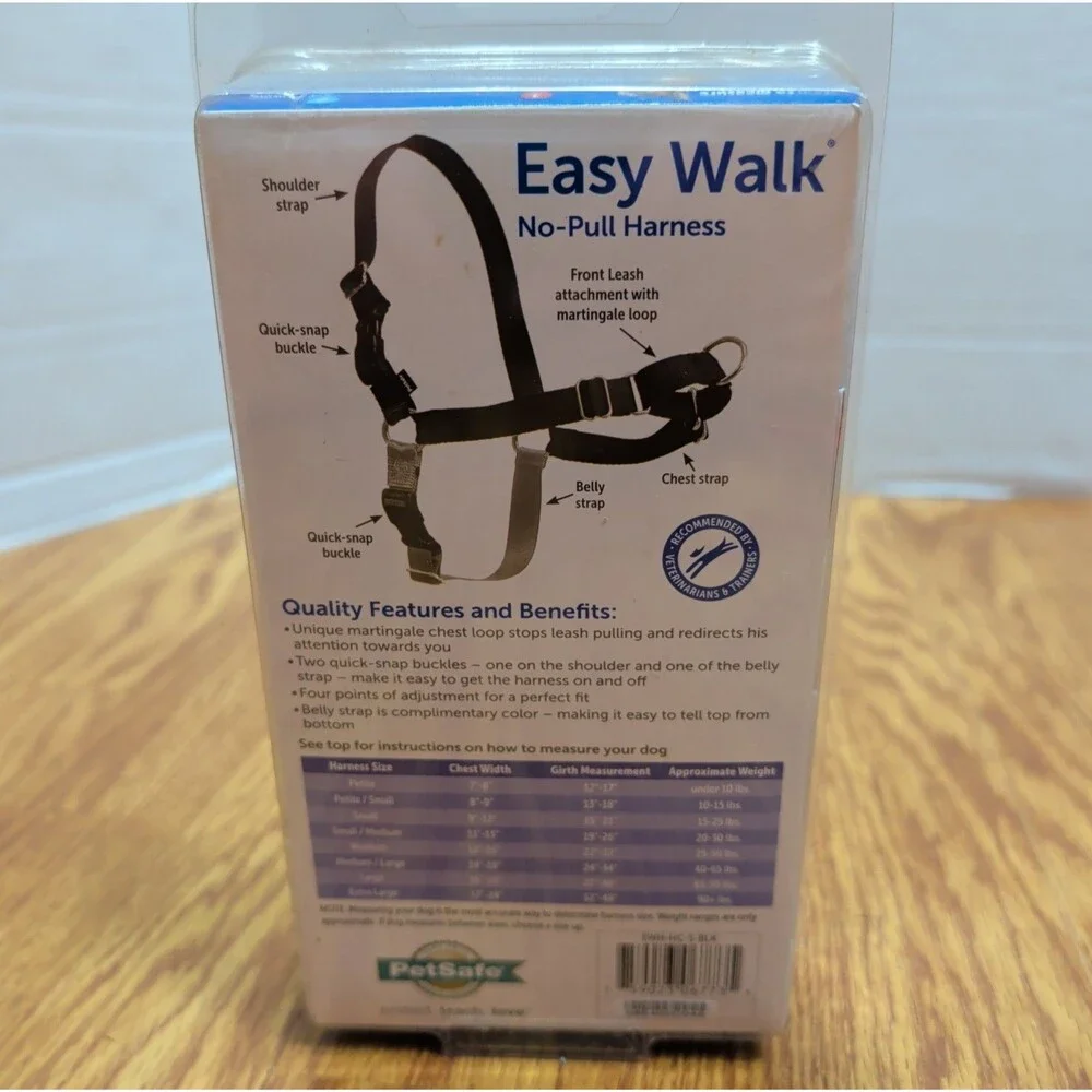 PetSafe Easy Walk Harness No-Pull Small- Black/Silver 15-25lbs NEW
